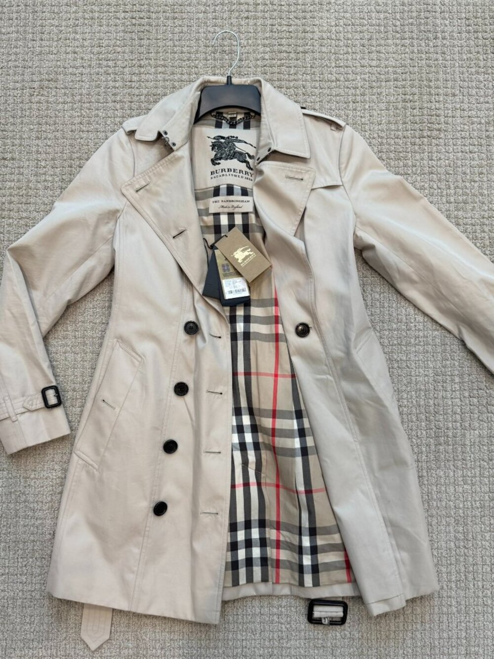 Burberry Prorsum Sandringham Trench Coat Beige Honey Cotton Double Breasted